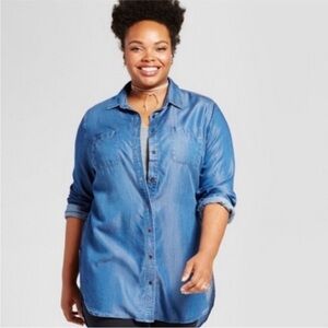 Ava & Viv Denim Tunic Button Down size 1X(16W)